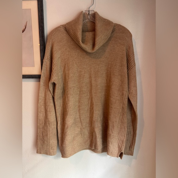 NWT Loft Tan Turtleneck Rib Trim Cozy Sweater - Picture 2 of 8
